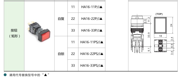 愛(ài)可信HA16按鈕