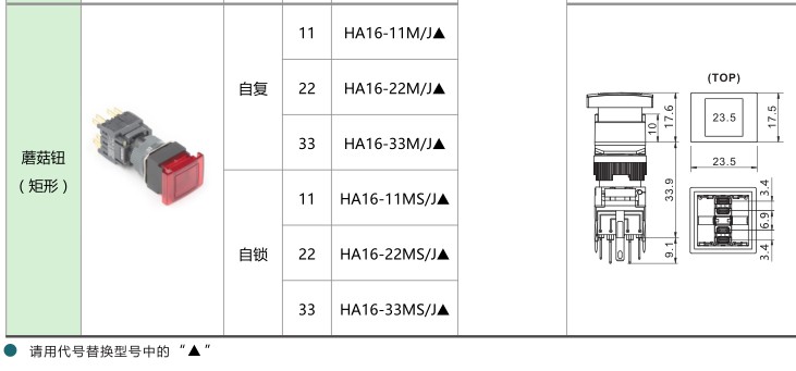 愛(ài)可信HA16按鈕