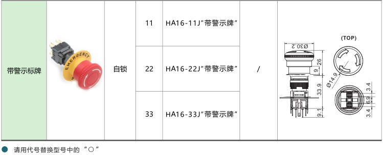 愛(ài)可信HA16按鈕